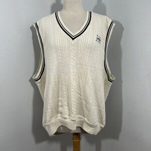 Cutter Buck Sweater Vest‎ Mens XL TG Cable Preppy Tennis V Neck Varsity Academia